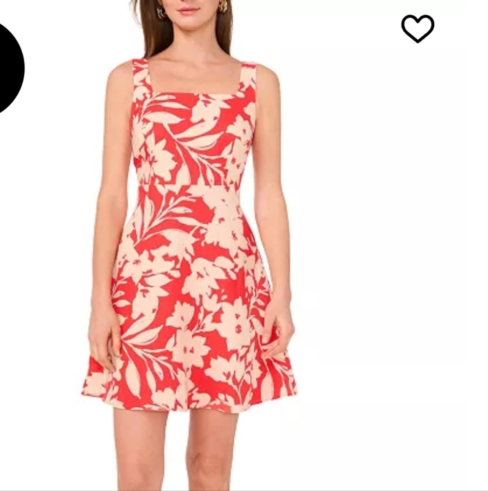 Nwot Vince Camuto Linen-Blend Floral A-Line Dress Size Medium